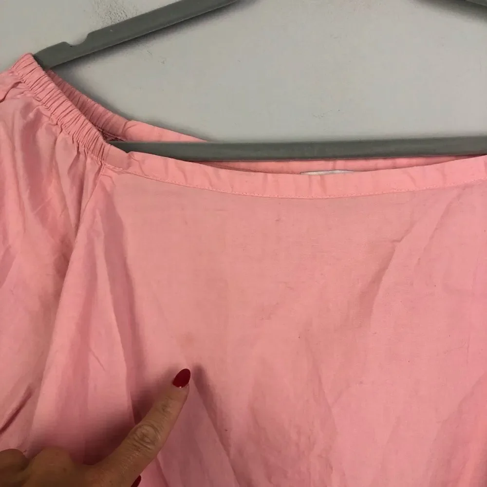 MADEWELL | Off the Shoulder Bubble Top Pink Small